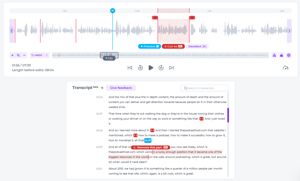 Alitu editor with a few edits applied