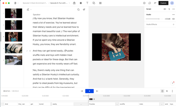 video editing in descript