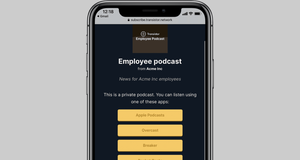 private podcasting on transistor