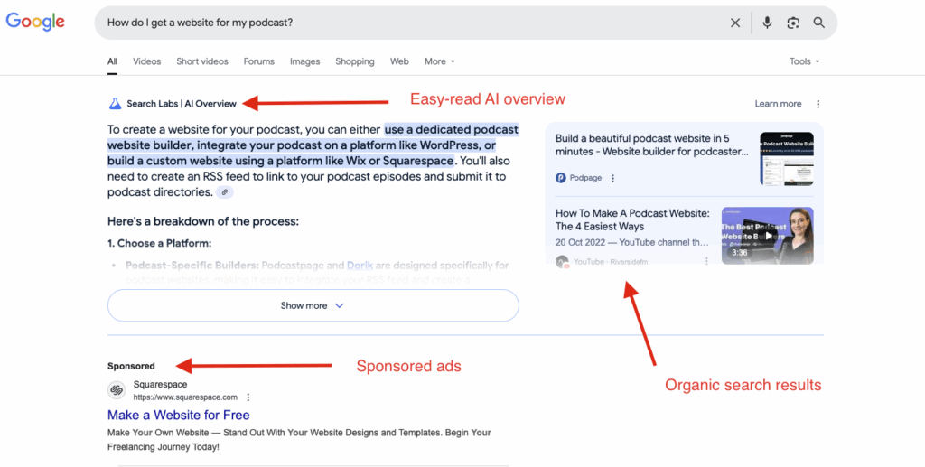 How search engines prioritse AI screenshot