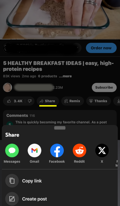 YouTube's sharing interface makes it easy to share videos on any platform. There are icons to share using text messages, email, and social media platforms. Also, you can copy the post URL, or make a new post. Again, YouTube makes it easy for video to go viral.